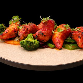Black Sesame-Apricot-Chili Glazed Chicken Tikka
