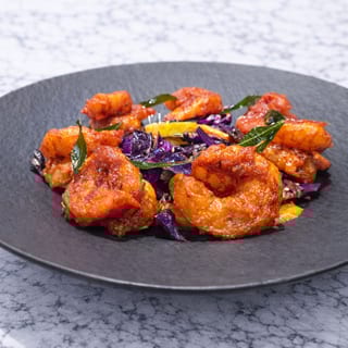 Black Cumin-Tomato-Honey Glazed Prawns "Bhoona"