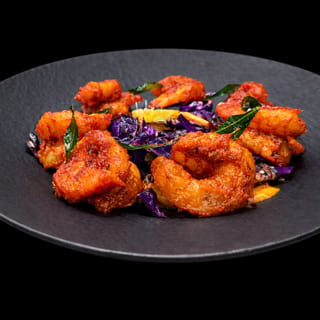 Black Cumin-Tomato-Honey Glazed Prawns "Bhoona"