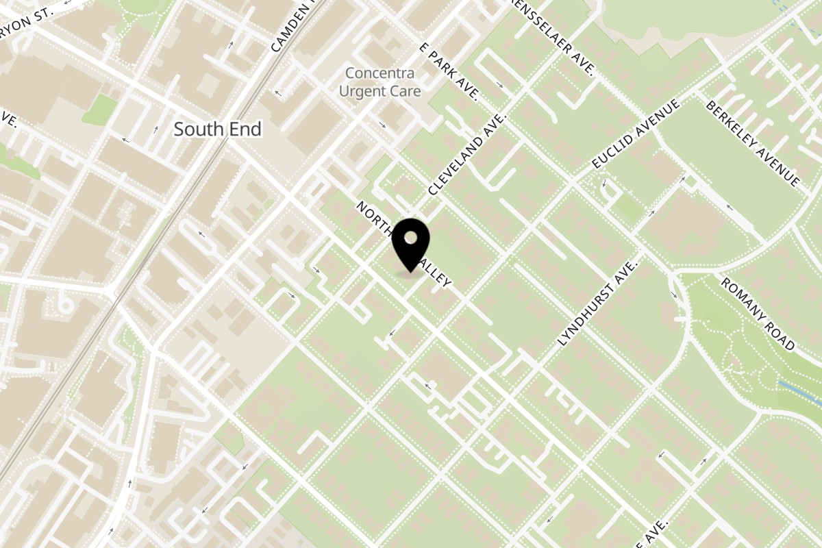 Map showing the location of Copper Modern Indian Cuisine on 311 East Blvd in Charlotte